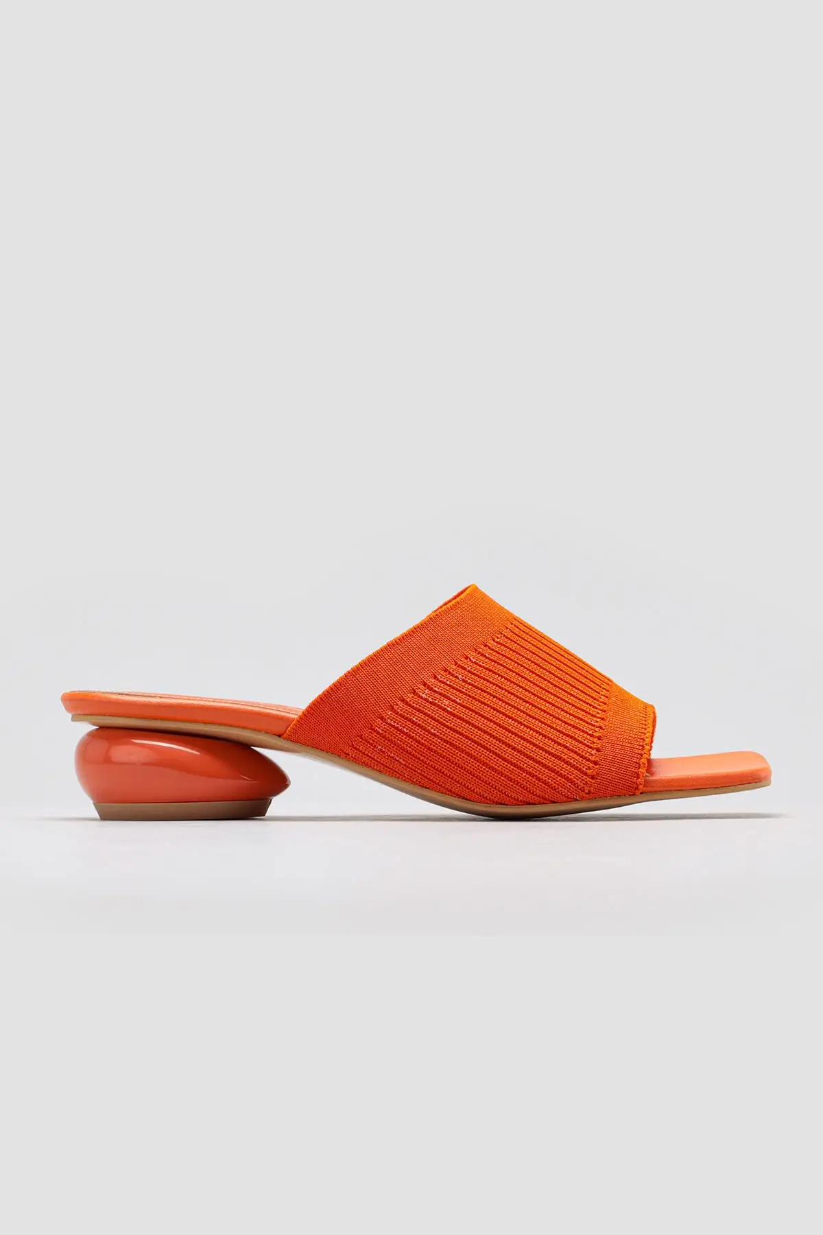 

Women's Orange Knitwear Fabric Square Toe Slippers