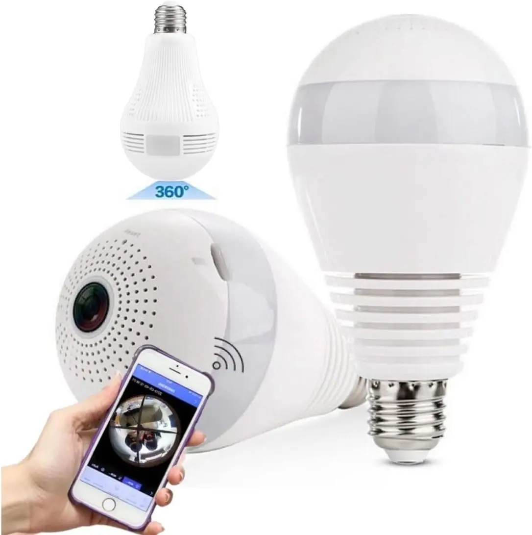 

Camera Lampada Segurança Monitoramento Discreta Wifi Visão Noturna Filma Até 10 Metros Fácil Instalação -