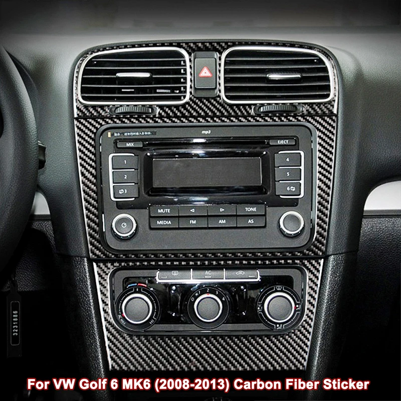 

For VW Golf MK6 Carbon Fiber Sticker CD Panel Decoration for Volkswagen Golf 6 MK6 GTI 2008 2009 2010 2011 2012 2013 Accessories