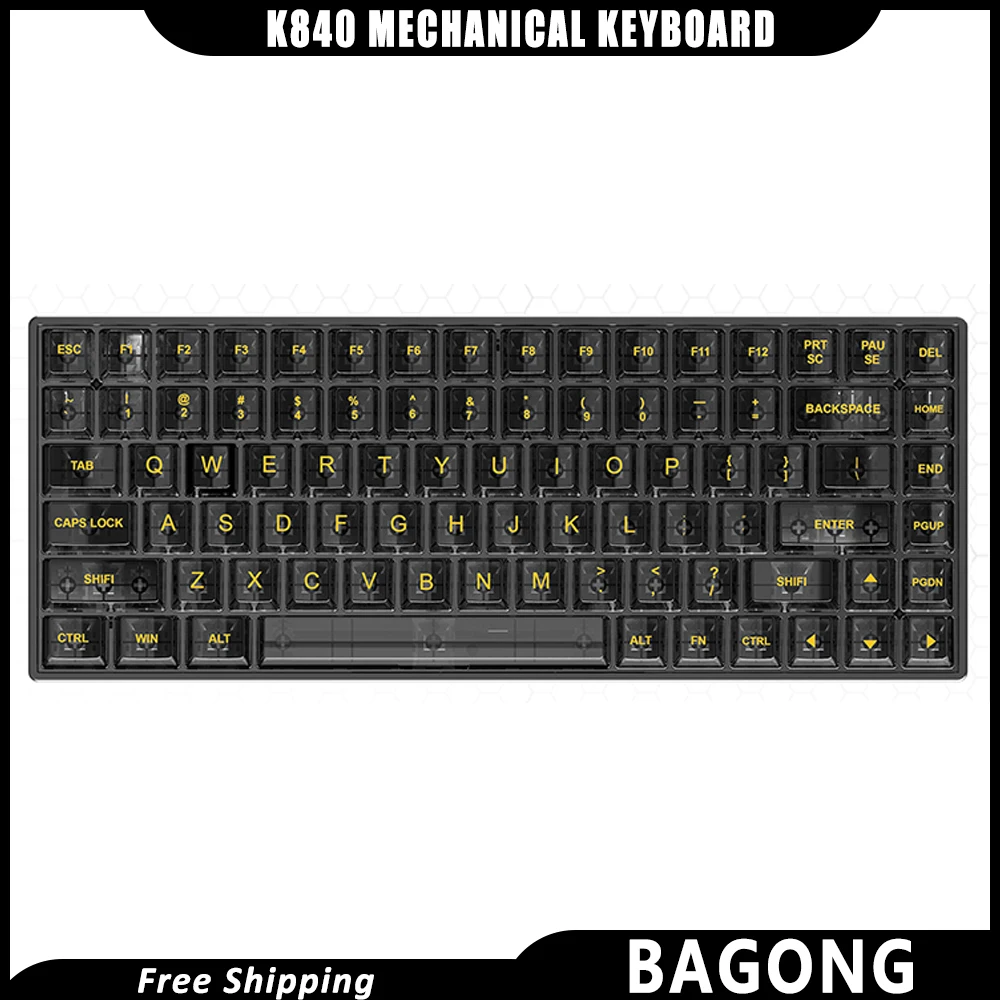 

Leaven K840 Keyboard Mechanical ransparent Keyboards Hot Swap Backlight Customization E-Sports Wired Office Gaming Man For Gifts