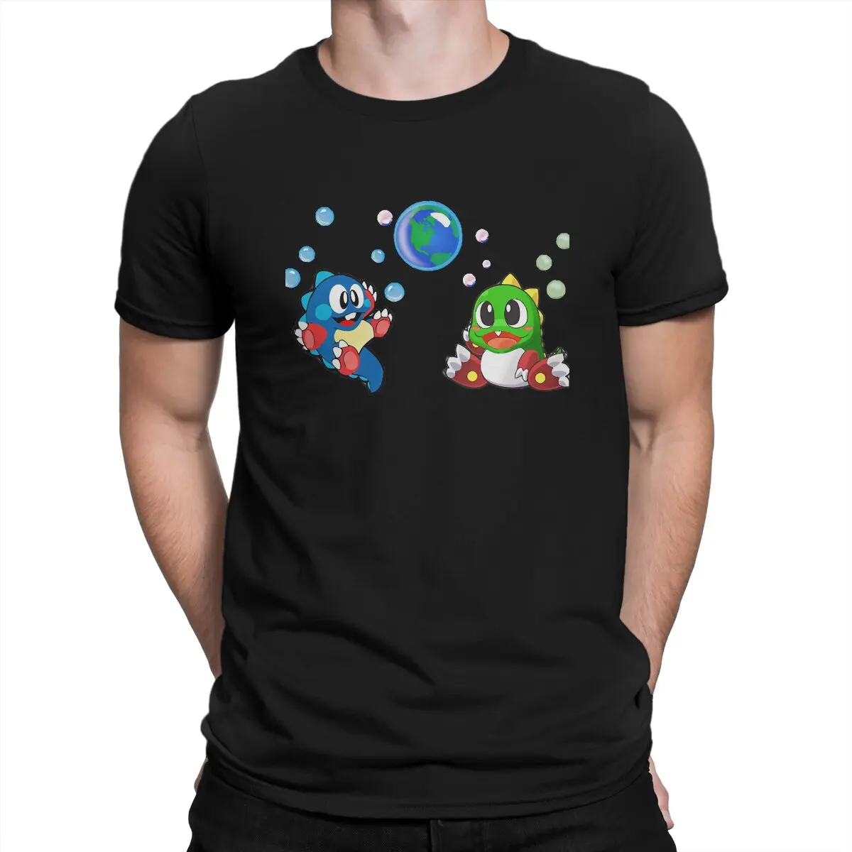 

Men The Earth T Shirt Arcade Game Fun Little Game Bubble Bobble 100% Cotton Tops Awesome Short Sleeve Crewneck Tees Printed