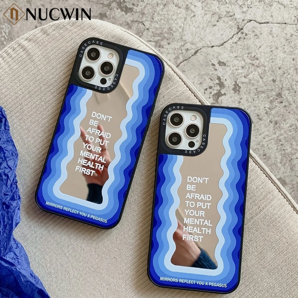 

Luxury Mirror Phone Case For iPhone 13 12 11 Pro Max X Xr Xs Max 7 8 Plus Wave Cartoon Pattern Soft Silicone Shockproof Cover