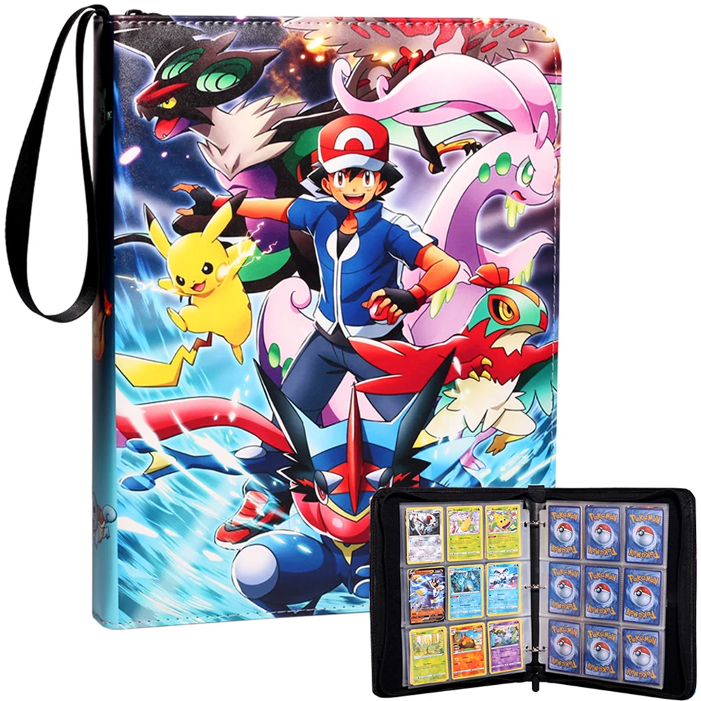 

9 карманов вмещает 200-720 карты Mewtwo Charizard Pikachu, папка для альбома покемонов, игрушки, подарок для детей