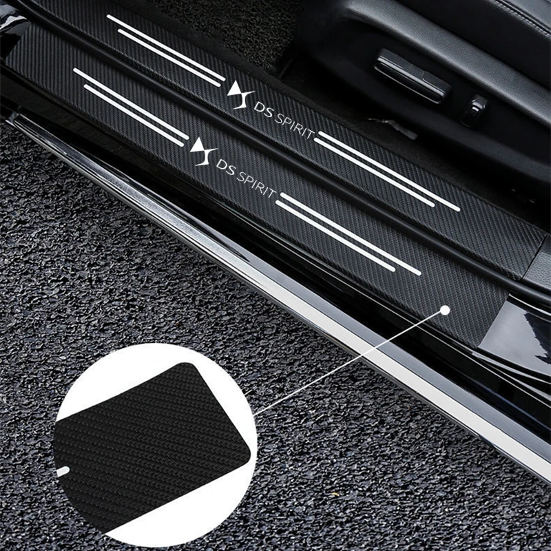 

For DS SPIRIT DS3 DS4 DS4S DS5 5LS DS6 DS7 WILD RUBIS Car Door Sill Scuff Plate Carbon Fiber Stickers car Accessories