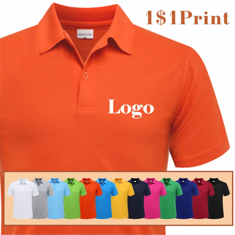 

2023 Summer Short Sleeve Polo Custom Printing Logo Casual Lapel Shirt Embroidery Pattern Fashion Quick Dry Top Design Men Women