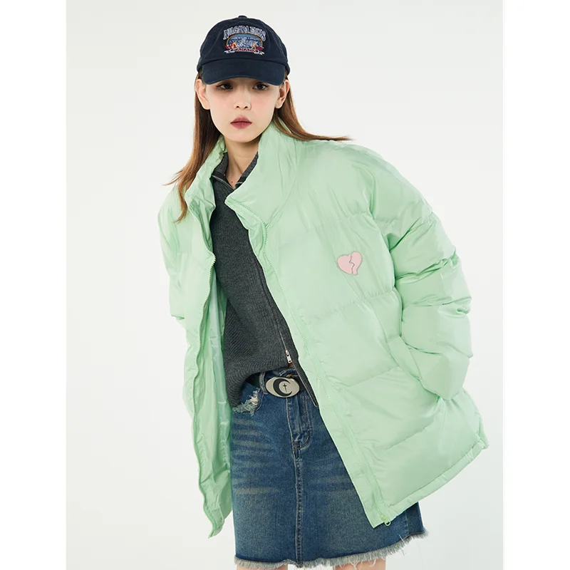 Women Green Down Jacket Stand Collar Coat Korean Fashion Leisure Waterproof Thicken Warm Feather Duck Down Female Winter Outwear