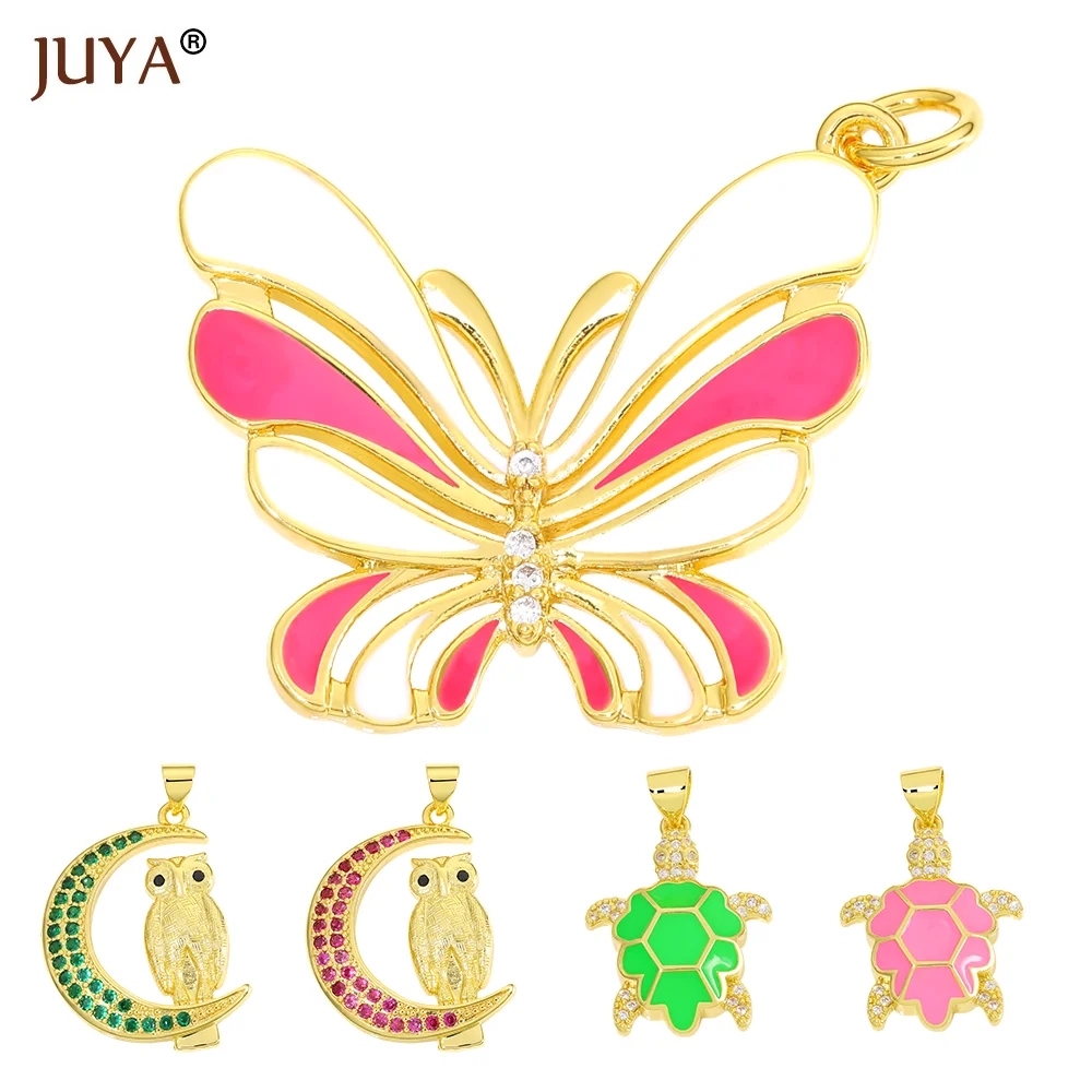 

JUYA 18K Gold Plated Multicolor Charms Diy Accessories Handmade Butterfly Turtle Pendant Jewelry Making Supplies For Necklace