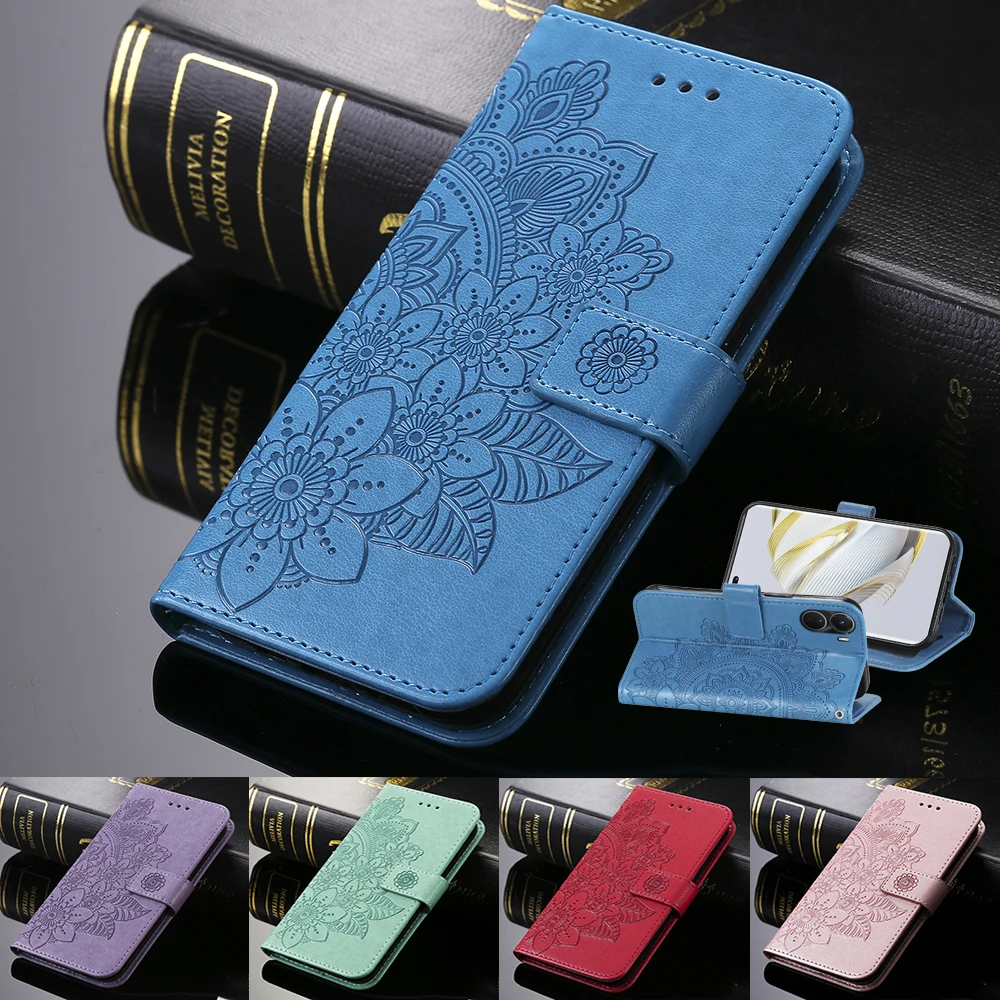 Кожаный чехол-книжка с цветочным принтом для Redmi 8A 9 9A 9C Note 9S 9T 10 10S 10A 10C POCO X3 X4 NFC M3 M4