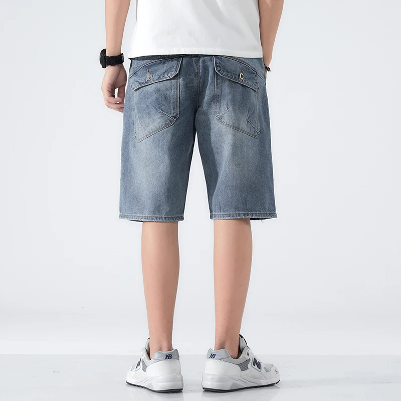 Hip Hop Denim Shorts Men Jeans Loose 