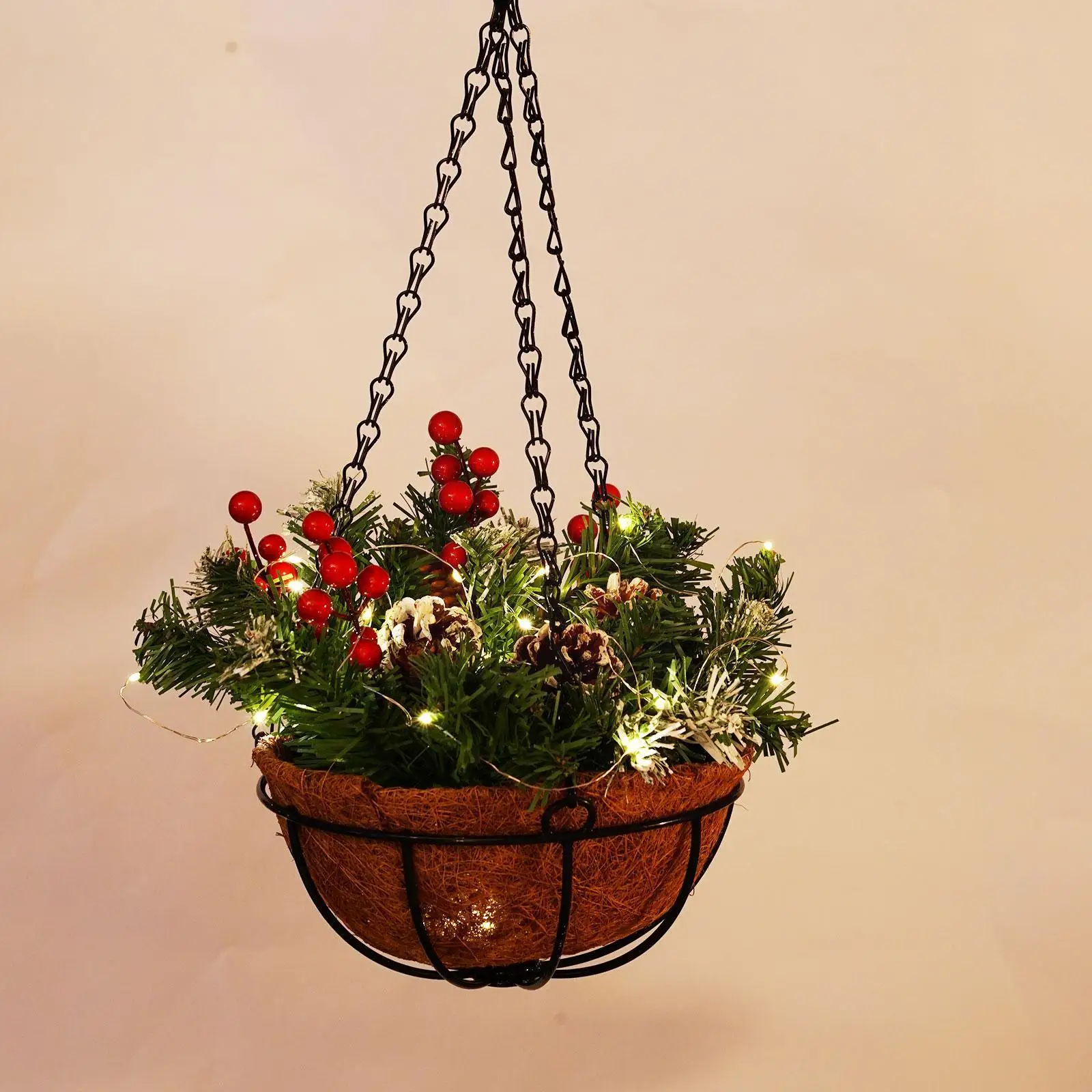 

Искусственная Рождественская подвесная корзина, светодиодсветильник светящиеся корзины, украшение, праздничная подвесная гирлянда, украш...