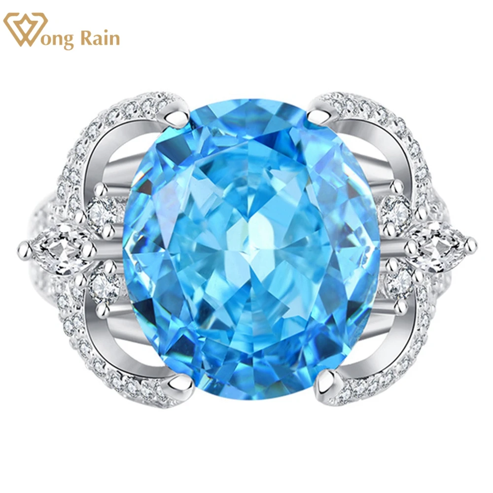 

Wong Rain, 100% Стерлинговое Серебро 925 пробы, овальная огранка, создан моиссанит, драгоценный камень, роскошное коктейльное кольцо для женщин, юве...