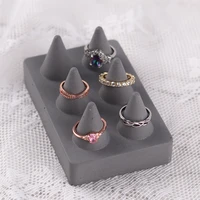 cement 6holes finger ring holder silicone mold diy plaster concrete rings tray jewelry display stand making supplies home decora