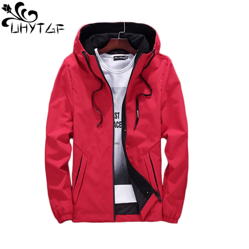 

UHYTGF Fashion Youth Autumn Jacket For Men Hooded Casual Student Male Coat Korean Loose Large Size Outewear Man Chaqueta 5XL 291