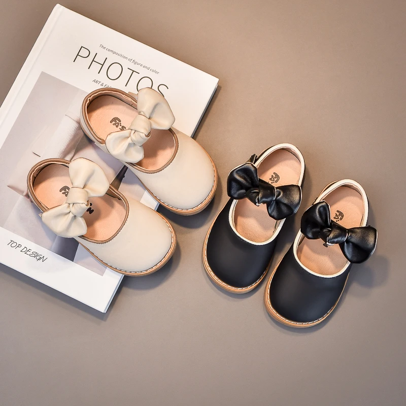 

Baby Girls BOW Leather Spring Autumn Fashion Kids Princess Mary Janes Party Shoes Solid Color Student Flats Shoes