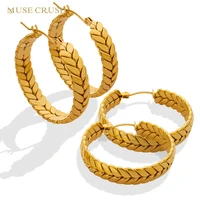 muse crush ins trendy geometric earrings statement stainless steel braid wheat hoop earrings for women fine jewelry wholesale