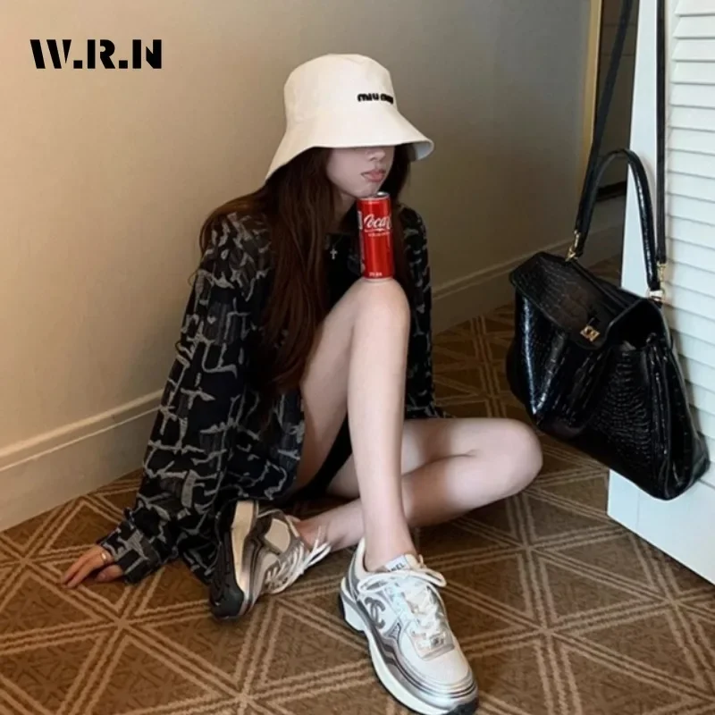 Женская джинсовая куртка в клетку Повседневная однобортная свободная