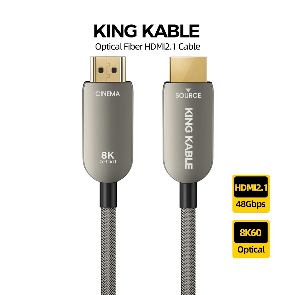 

KING KABLE Active Optical Fiber HDMI2.1 Cable HDMI2.0 48Gbps 8K60 4K120 EARC HDR G-SYNC Video Cord For SONY PS5 TV RTX4090 2M10M