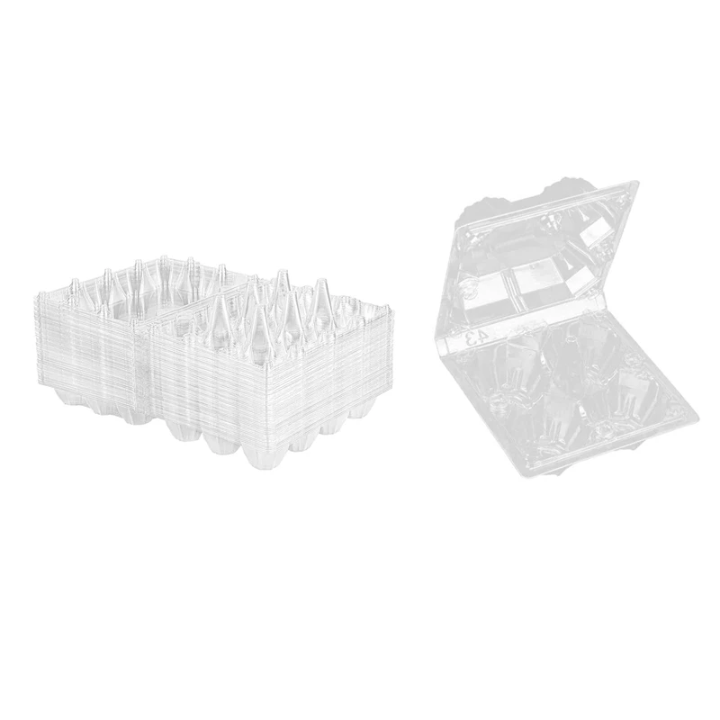 

70Pcs Egg Cartons Clear Plastic Egg Holder Storage Container Egg Tray For Family Pasture,Storage,12 Grids & 4 Grids