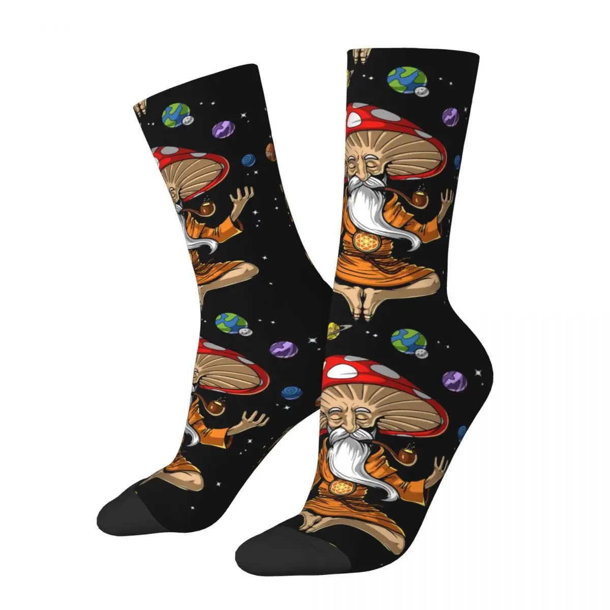 

Funny Crazy compression Sock for Men Essential Print Hip Hop Vintage Magic Mushroom Fantasy Animation Happy Seamless Crew Sock