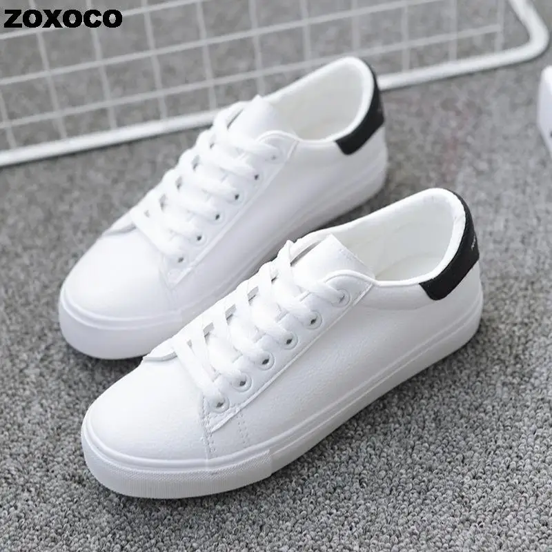 Women Sneakers 2022 Fashion Breathble Vulcanized Shoes Pu Leather Platform Shoes White Lace Up Casual Shoes Zapatos Mujer