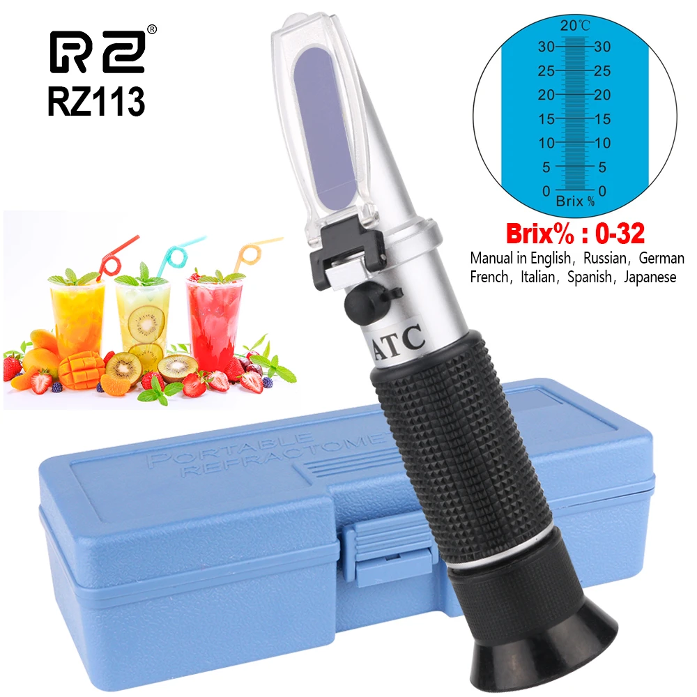 

RZ Refractometer 0 to 32 Brix Handheld Sugar Meter Brix Test Optical ATC Milk/Fruit/Juice Sugar Meter Saccharimeter rhb 32 atc