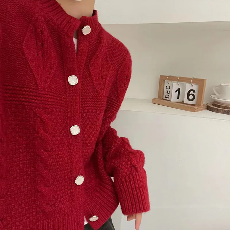 Вязаный кардиган в стиле ретро женское осенне-зимнее Новое корейское нижнее