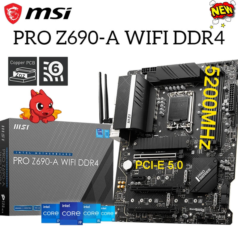 

Материнская плата MSI PRO Z690-A WIFI DDR4 128 ГБ 6400 МГц LGA 1700 поддерживает процессор Intel Core 12-го поколения RGB PCI-E 5,0 игровая материнская плата Новинка