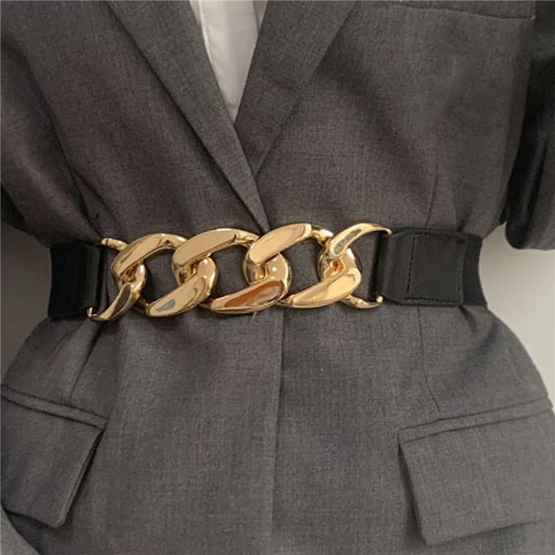 

Ремень с золотой цепочкой, Эластичный Серебряный металлический пояс для женщин, женский ремень с цепочкой для пальто высокого качества