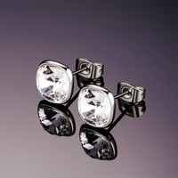 push back stud earrings for womenmen with round cubic zirconia pure titanium hypoallergenic black white red stone earrings