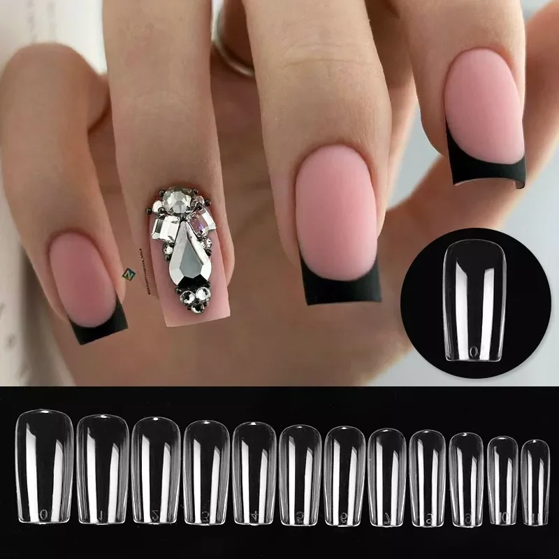

NEW IN Nails Extension Full Cover Sculpted Clear Coffin False Nail Tips Quick Building Mold Manicuring Tools Set 48Pcs/bag
