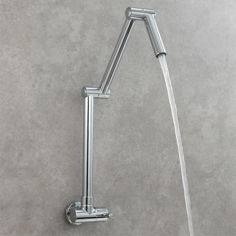 Черный латунный одинарный охлаждающий настенный кухонный смеситель вращающийся