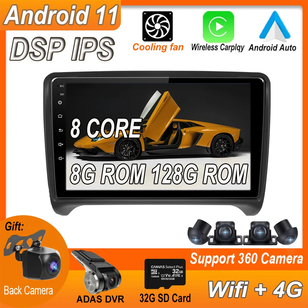

Автомагнитола для AUDI TT MK2 2006-2014, 9 дюймов, Android, 2.5D IPS экран, DSP, видеоплеер, GPS-навигация, мультимедиа