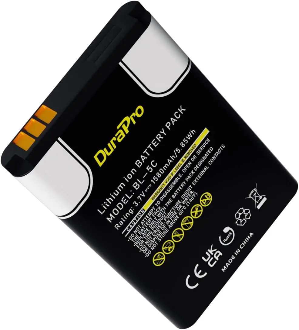Фото DuraPro 1580 мАч BL-5C BL5C аккумулятор для телефона Nokia 3100 3105 3109C 3110C 3120 3110 1000 1010 1100 1108 1110 №2