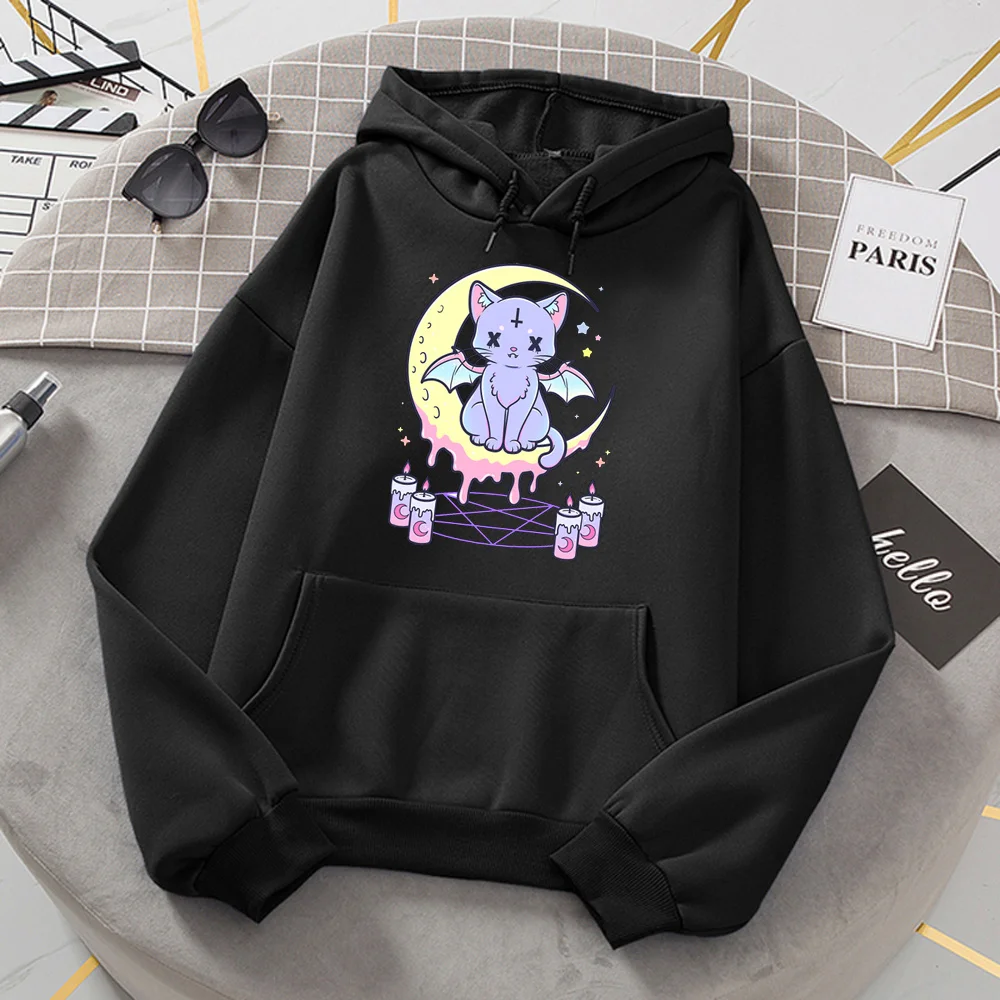 

Женские худи Pastel Goth y2k, флисовая рубашка с капюшоном, женский зимний спортивный костюм
