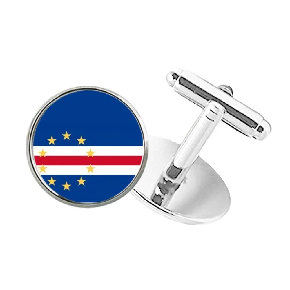 

Cape Verde National Flag Africa Country Round Button Cuff Clip Stud Cufflinks