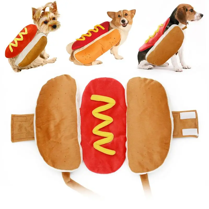 Pet Dress Up Costume Hot Dog Shaped Dachshund Sausage S M L Adjustable Clothes Funny Warmer For Puppy Dog Cat Dress Up Supplies