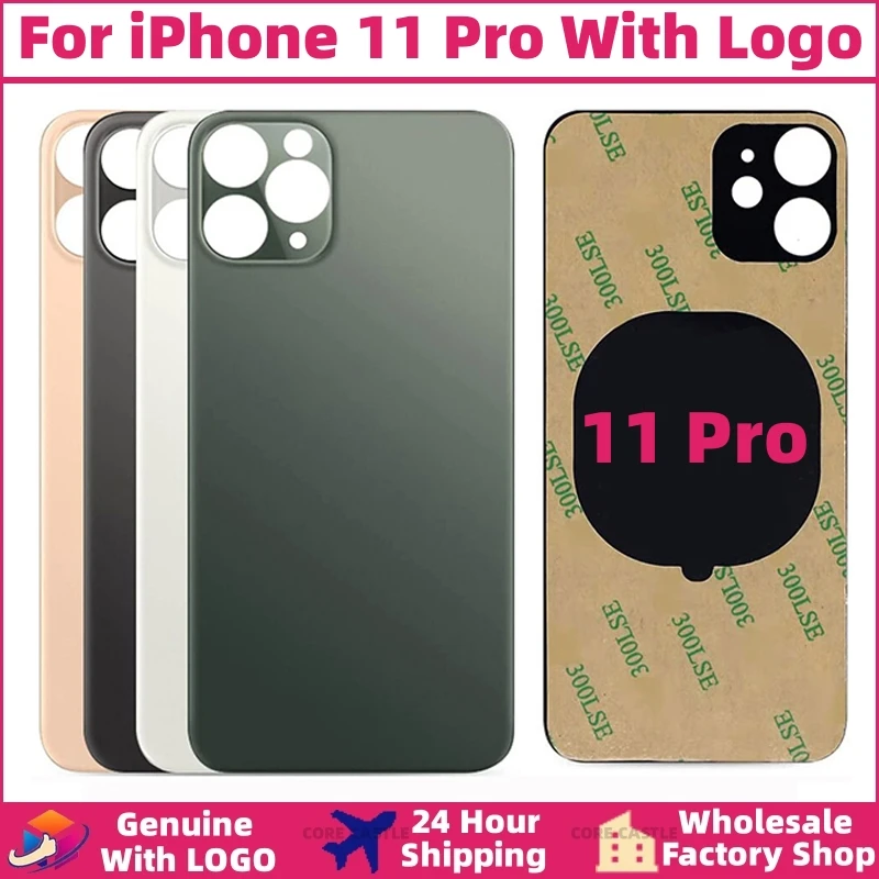

For iPhone 11 Pro Back Cover Glass Panel Battery Cover Replacement Parts Original With Logo Big Hole Camera Rear Housing Glass
