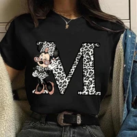 women t shirt minnie letters a b c d e name letter combination mickey mouse disney kawaii cartoons t shirts casual clothes tops