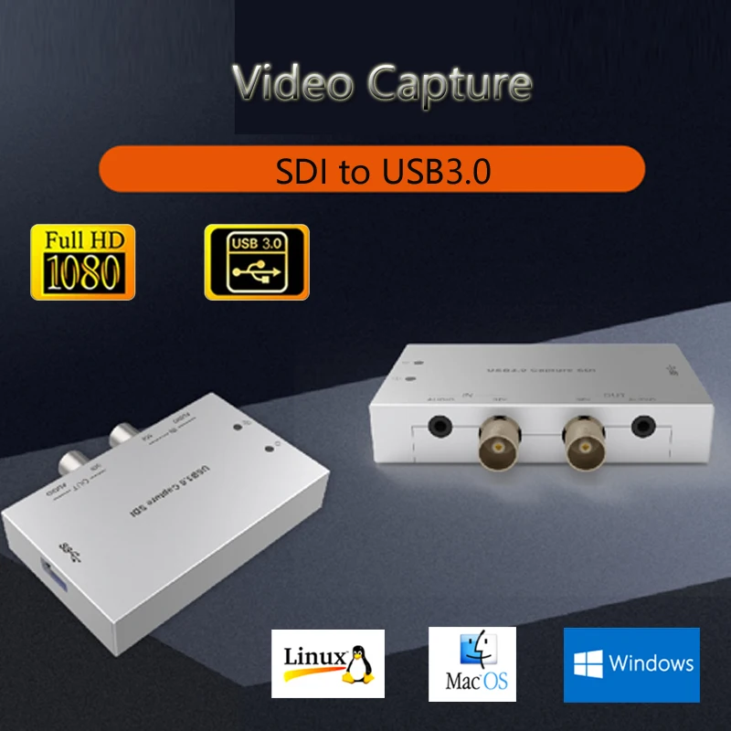 

Адаптер SDI-USB для трансляции видео в реальном времени, преобразователь, карта захвата видео для потокового подключения plug-and-play sdi к USB 3,0, виде...