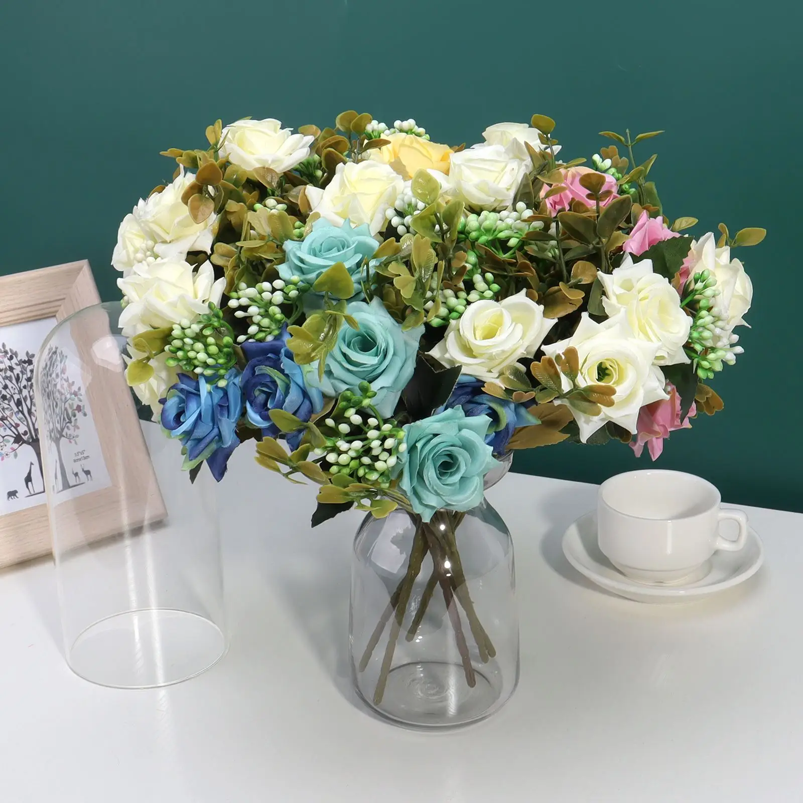 Artificial Flowers Retro Rose Bouquet Flower Wedding DIY Bride Holding Peony Fake Plant Shots Props Arrangement Decor |