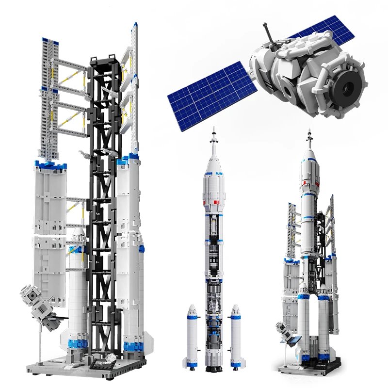 

City Technical Aerospace Space Satellite Launch Pad Building Blocks Spaceship Launch Rocket Launcher Vehicle Bricks Toys For Kid