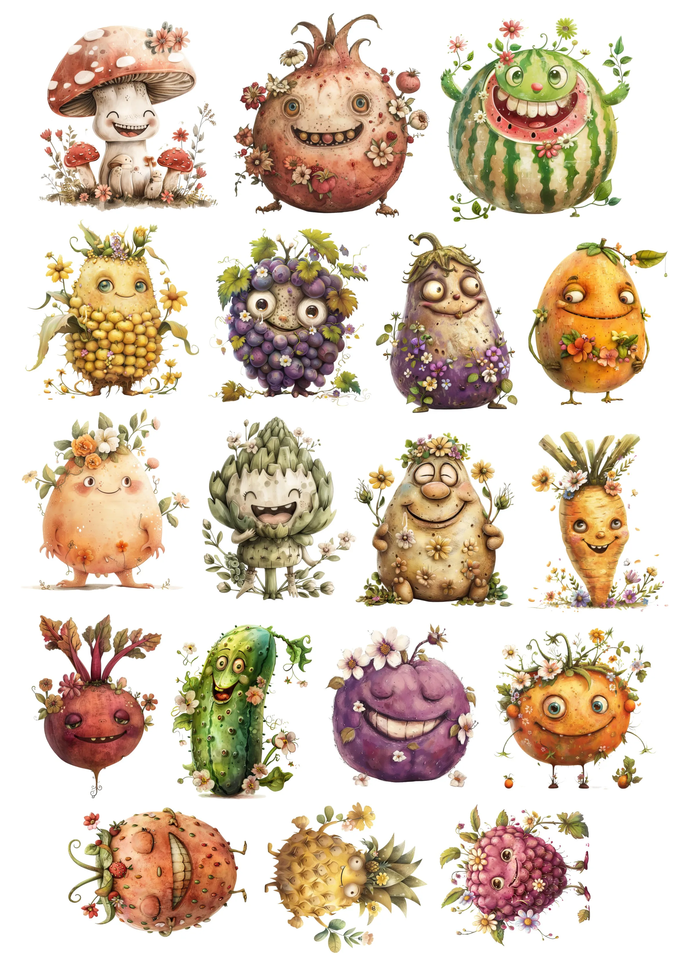 

БЛИНГІРД Акварельные наклейки с фруктами и овощами