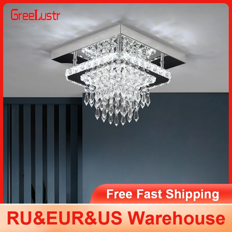 Современный квадратный хрустальный потолочный светильник К9 лампа для спальни