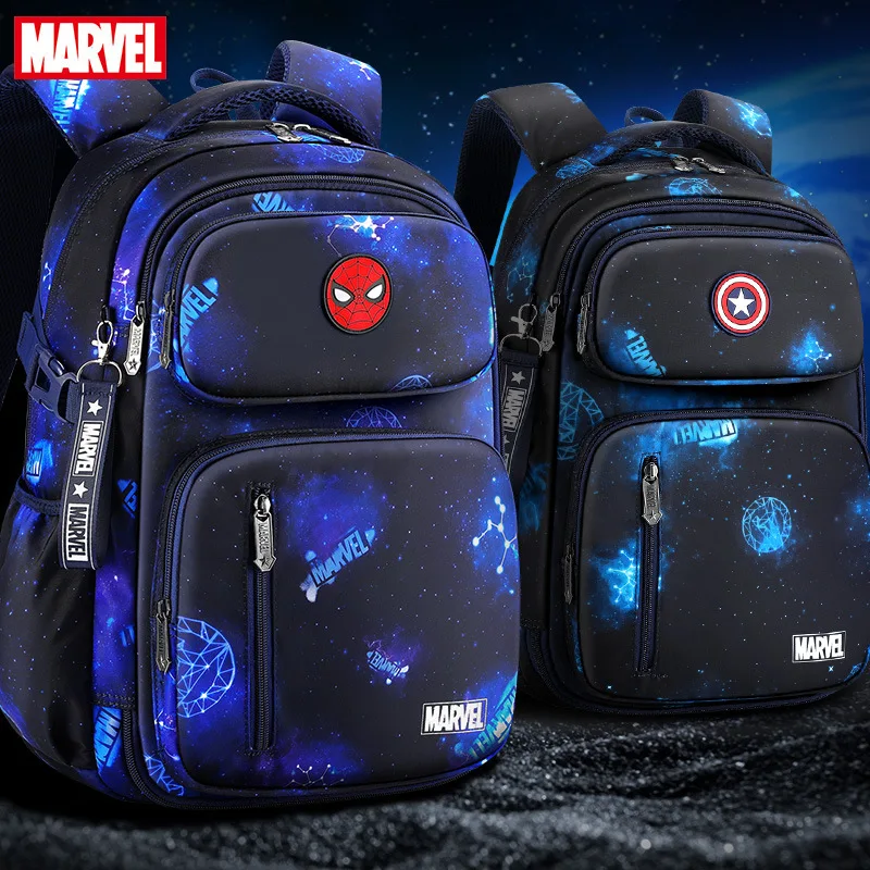 "Школьные ранцы для мальчиков Disney, модный легкий рюкзак большой вместимости для учеников начальной школы с героями мультфильмов Marvel, Челове..."