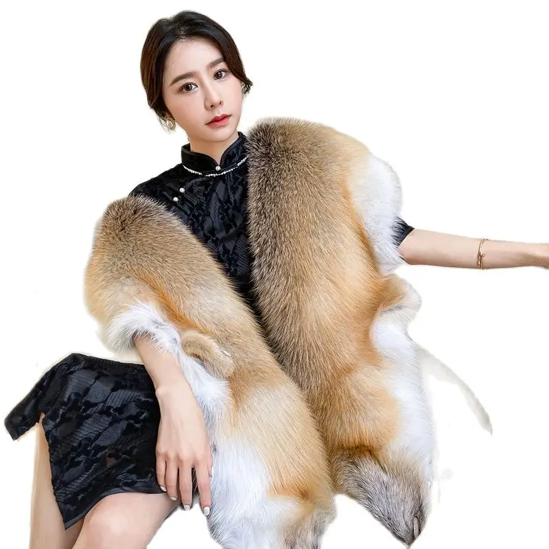 Enlarge Fangtai 2023 Fashion Real Fur Coat Fox Winter Warm Luxury Fur Coat Women Jackets Bride Wedding Party Fur Grace Shawl Cape Natura