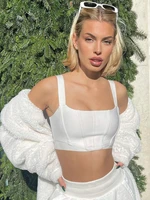 sexy white corset crop top women 2022 summer y2k casual party camis high street tops clubwear bustier top