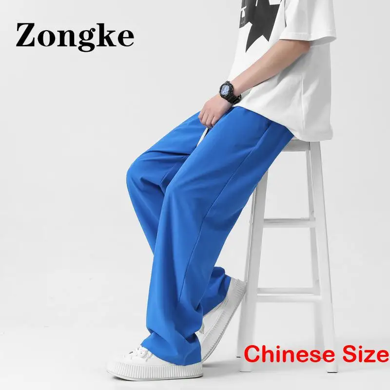 

Штаны Zongke мужские однотонные из ледяного шелка, уличная одежда в стиле хип-хоп, спортивные брюки, Прямая поставка, Мужская одежда, спортивные штаны 4XL, весна 2023