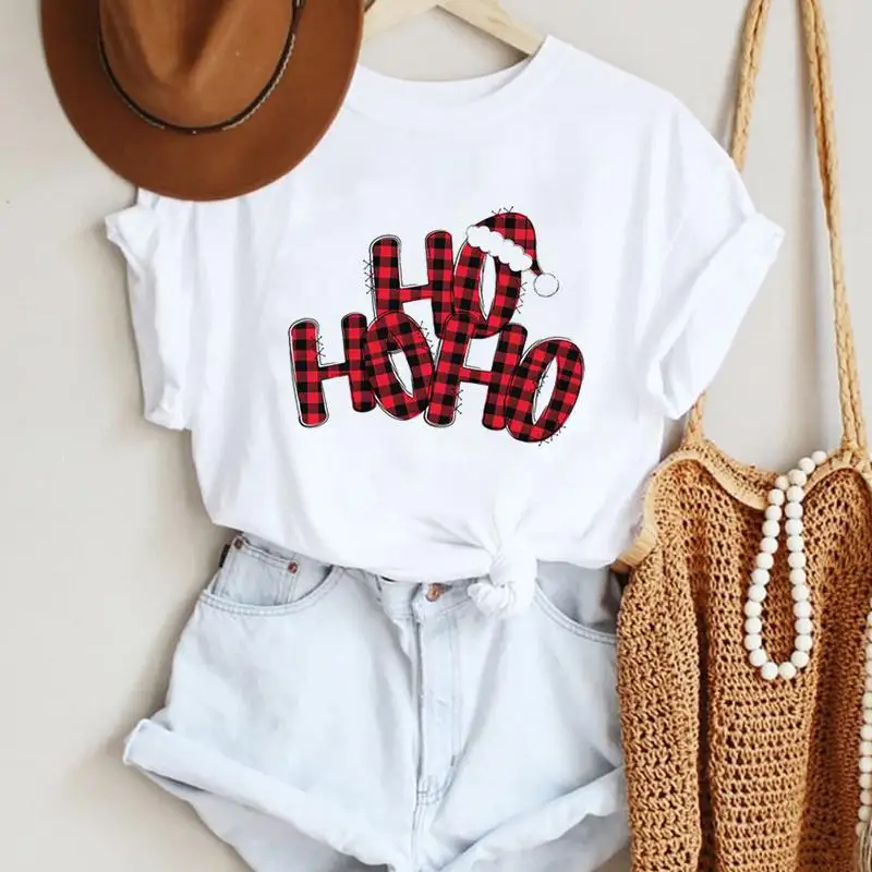 

Plaid Letter 90s Style Women Merry Christmas 90s Fashion Print Tshirts Trend Top T Shirt Graphic Travel Ladies Tee T-Shirt