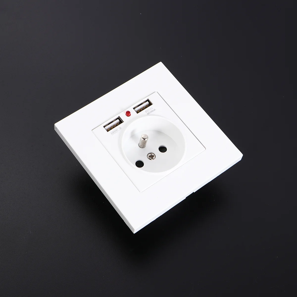 

1 Pc Wall Socket European Standard 86 Type French Standard Double USB Panel Bracket for Home Office