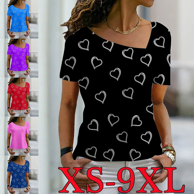 

Women's Fashion 2022 Casual Loose Fashion Plus Size Short Sleeve Printed Short Sleeve T-Shirt XS-9XL